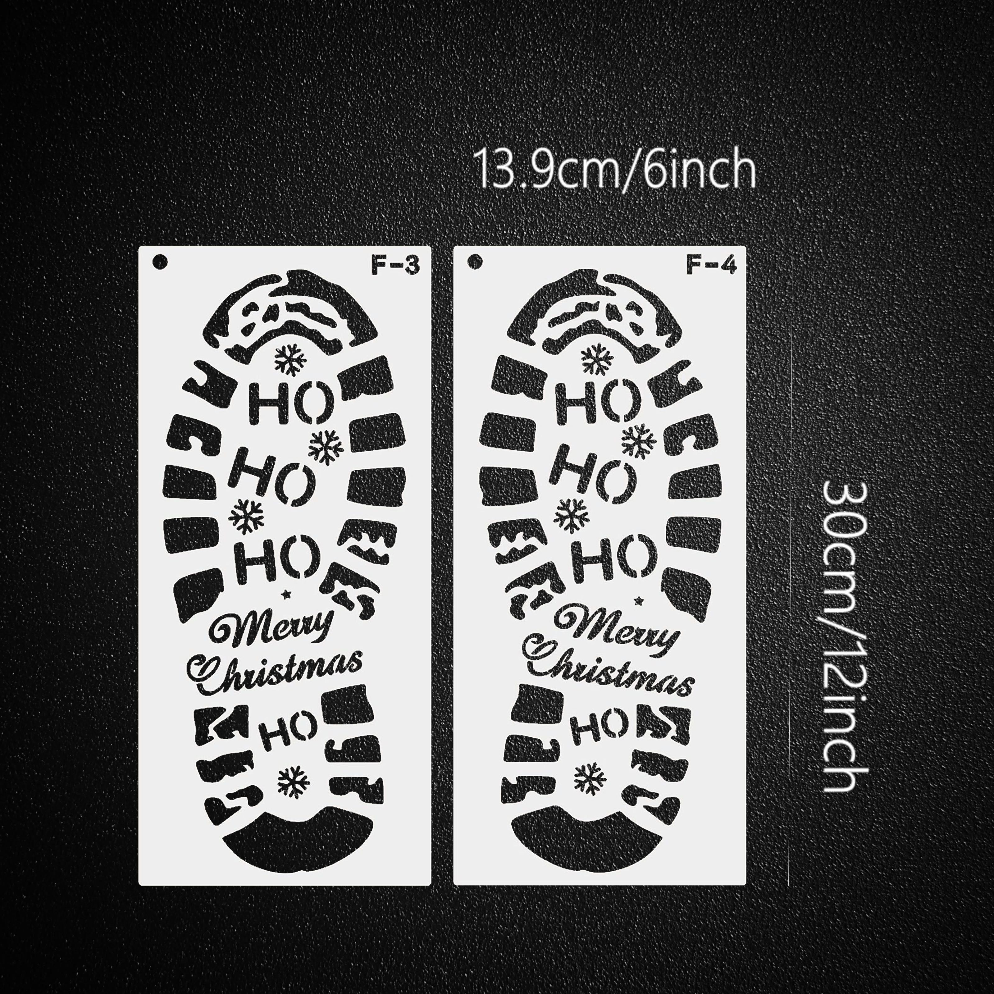 2pcs, Christmas Stencils For Painting Santa Footprints For Floor, Santa Claus Boot Prints And Snowflake Stencils Template, Reusable Plastic Elf Stencil Holiday Xmas Decorations Diy Craft