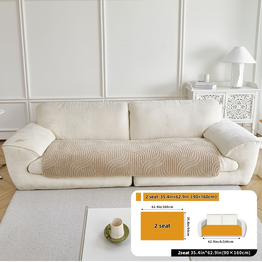 TEMU 1pc Plush Polyester Sofa Cover - Non-slip Pet-friendly Breathable Machine Washable No Print Design, Fit For 2/3/4-seater & Sectional Sofas,