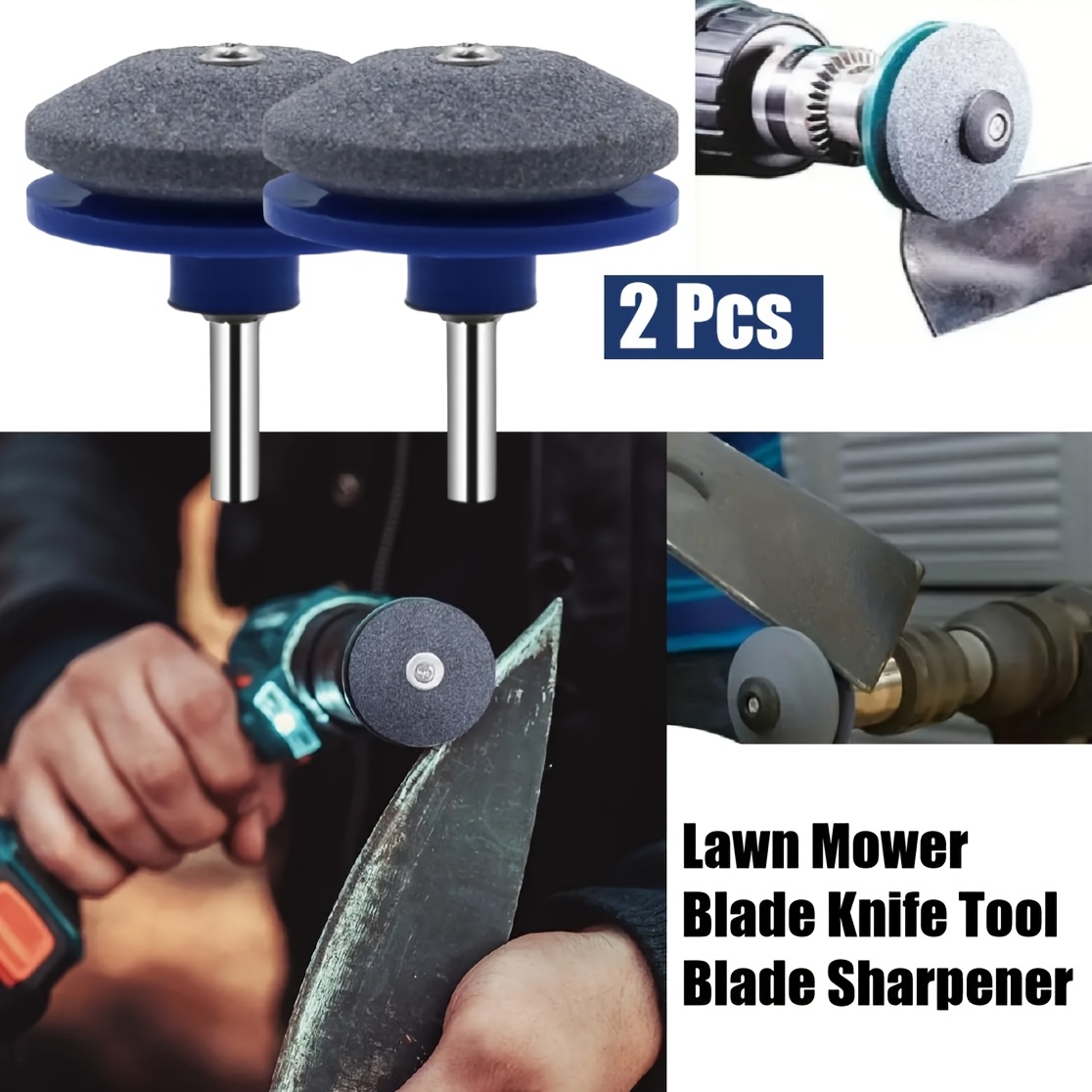 TEMU Power Tools Electric Drill Tools Accessories, 2pcs Lawn Mower Ride On Mower Weedeater Blade Sharpener, Hunting Knife, Kitchen Knife, Garden Hand