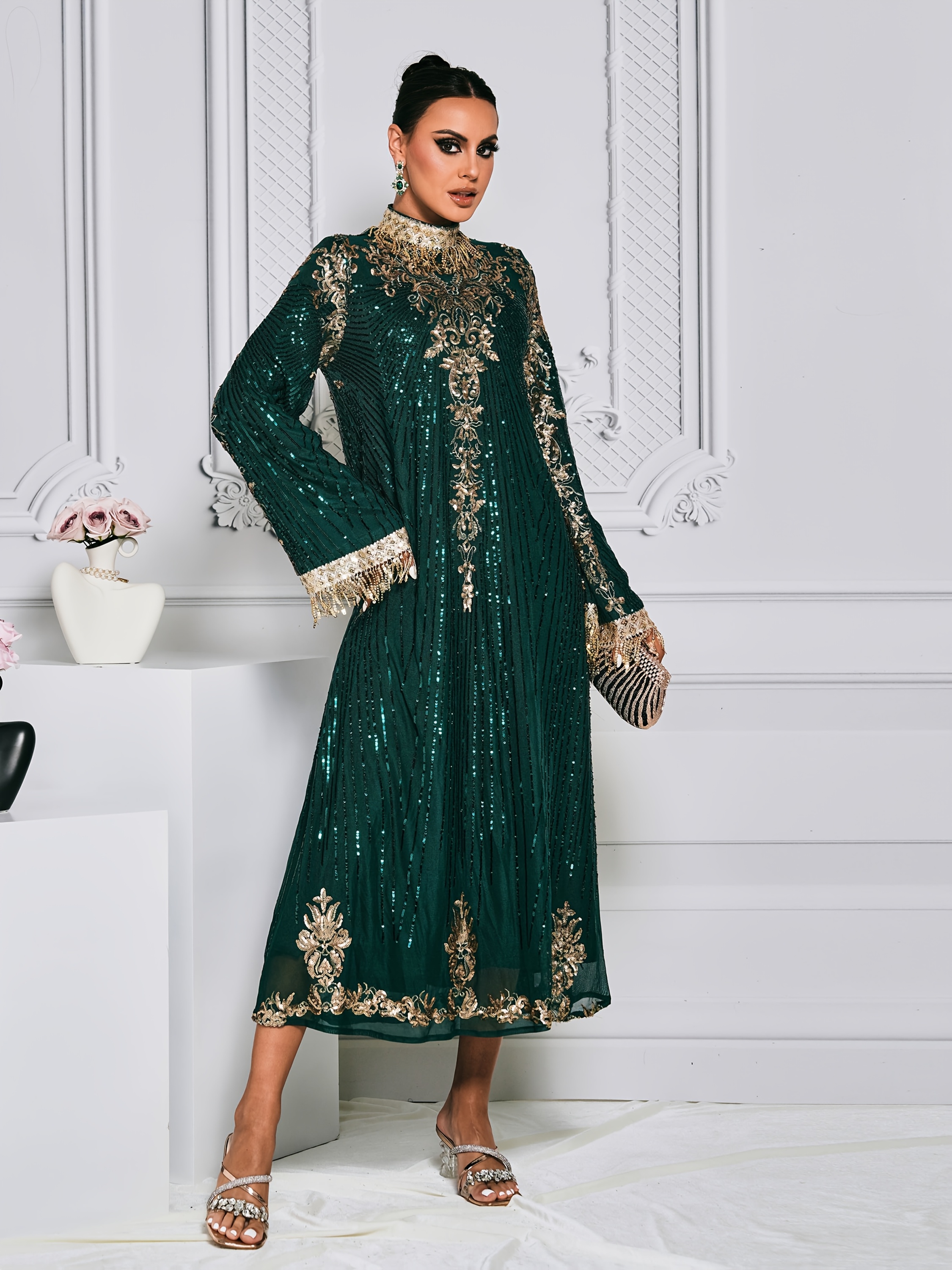 emerald green and gold dress for wedding guest Emerald Green George Bridal Outfit: African Wedding Dress