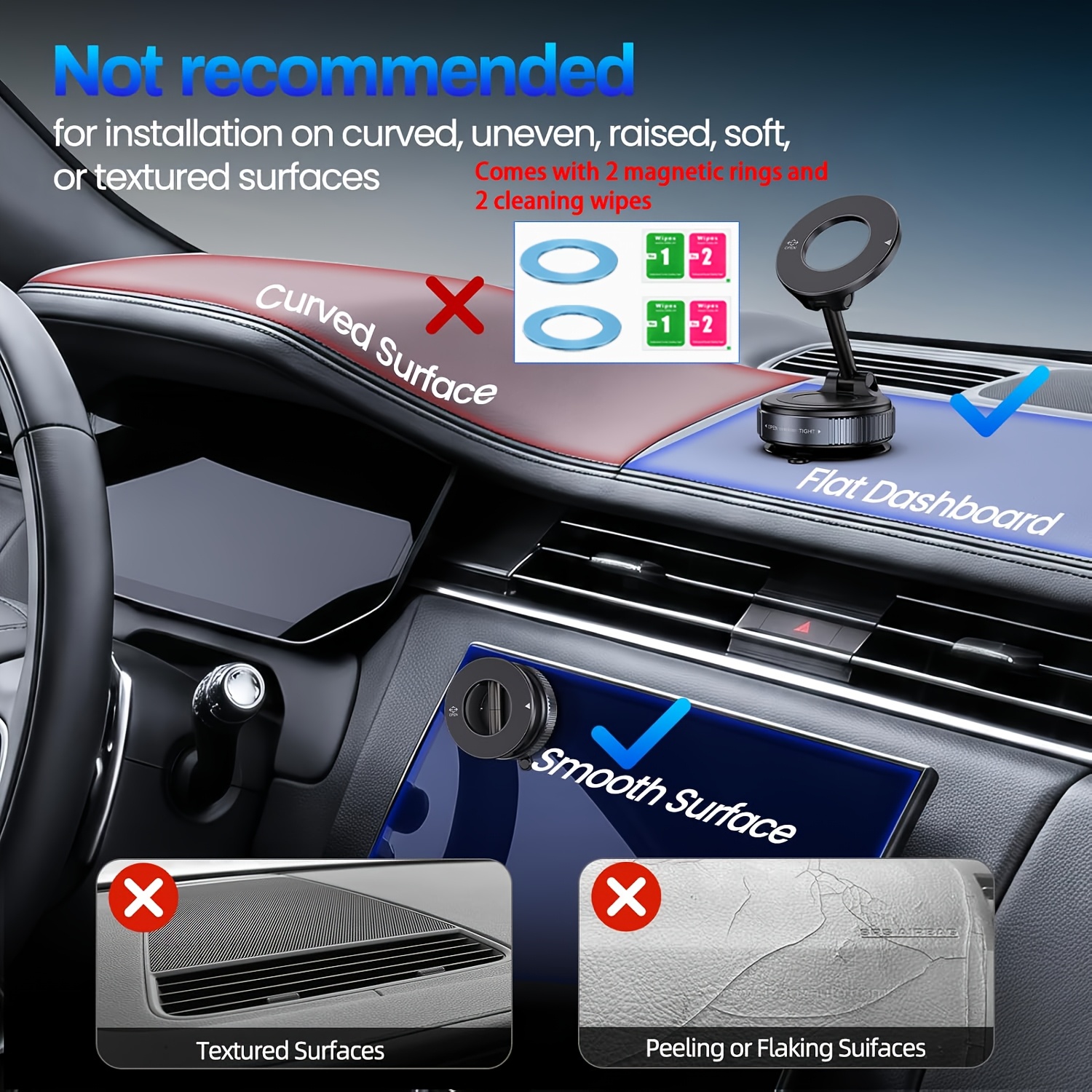 TEMU New Magnetic Car Phone Holder, Strong Suction, 360° Adjustable, Strong Magnetic Adsorption, Compatible With Iphone 17/16/15, Suitable For
