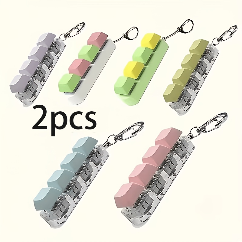 2 piece keyboard key relax keychain set   colored bright keycaps durable and portable accessories relax your mind and   concentration and relieve stress ideal gift for parties and holidays fingertip toy keychains