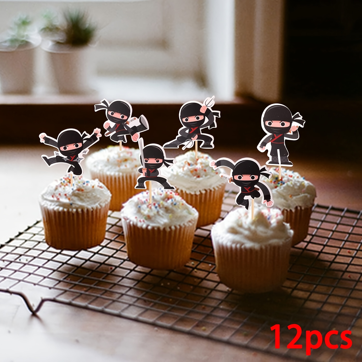 Image of 12pcs Cupcake Toppers Martial Arts Karate Fu Warriors Party Cake Food Picks Decorations For Theme Baby Shower Birthday Party Supplies