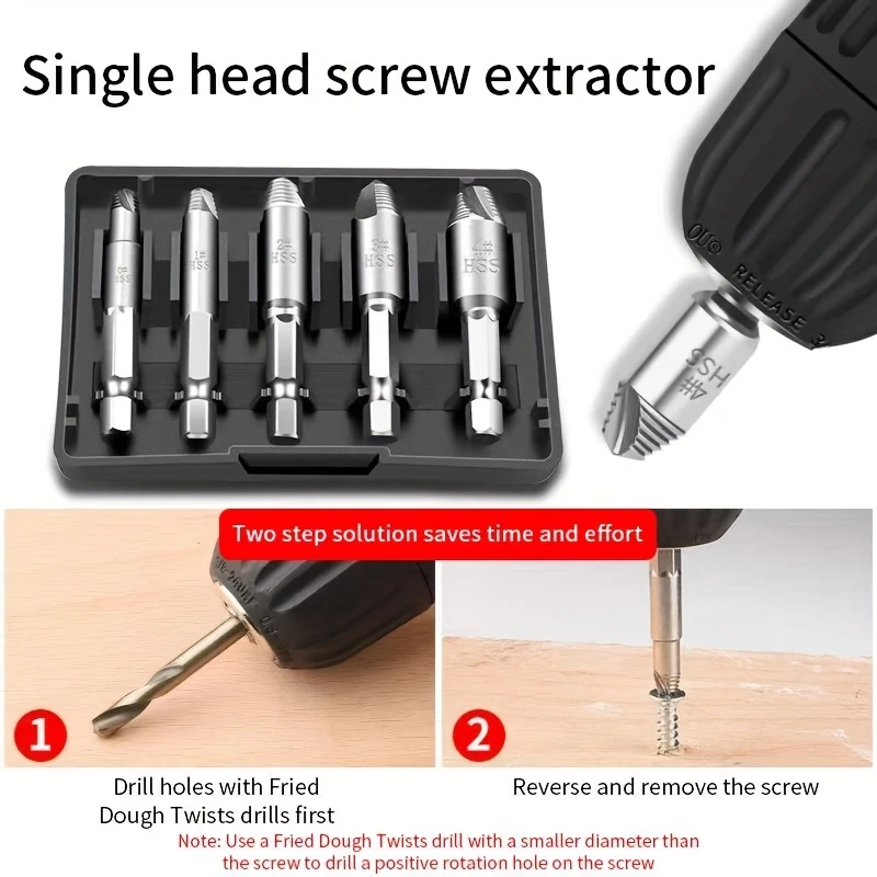 5pcs damaged screw extractor drill bit high double take drill out broken screw remover bolt details 4