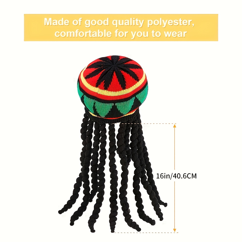 JLGUSA Rasta Tam Hat - Reggae Dreadlock Cap, Multiple Colors, 100% Cotton, One Size Fits Most
