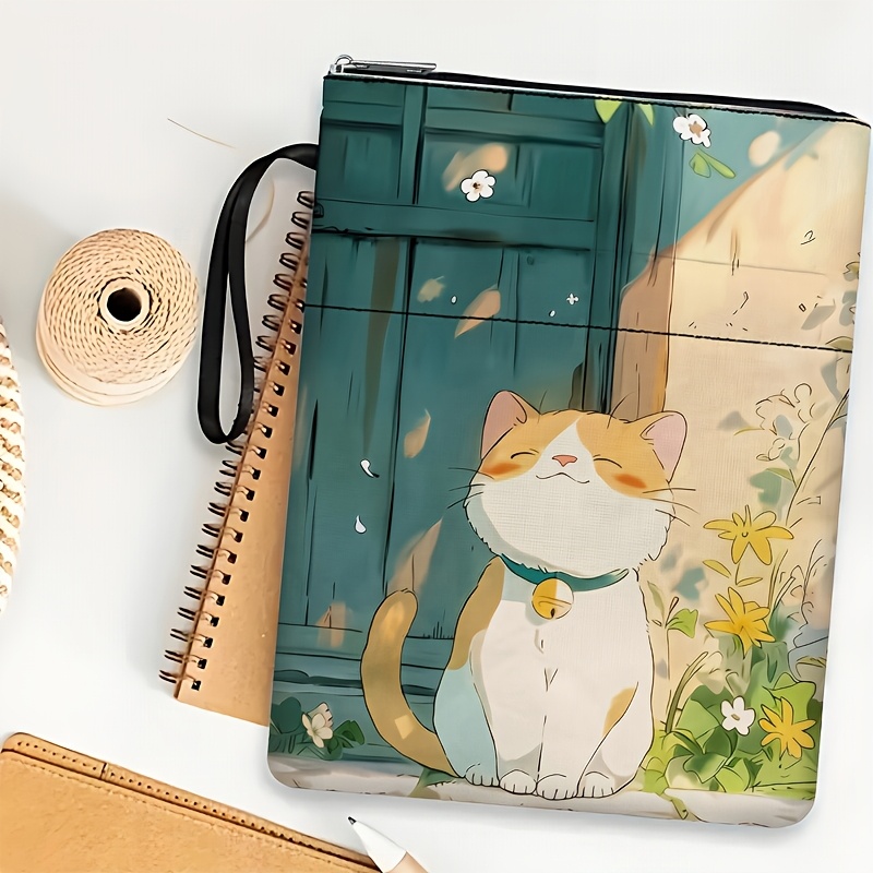 TEMU per Libro a Tema Gatto che con Cerniera, Protettore per Libro Tascabile, per Libro Tascabile, per Libro, Protettore per Libro, Borsa per Libri,