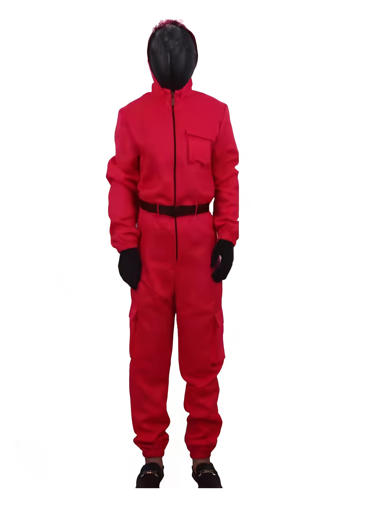 Spring And Summer *'S Jumpsuit for Teenagers in Red with Gloves And a  Belt, Featuring a Hood And Collar Sports And Stag