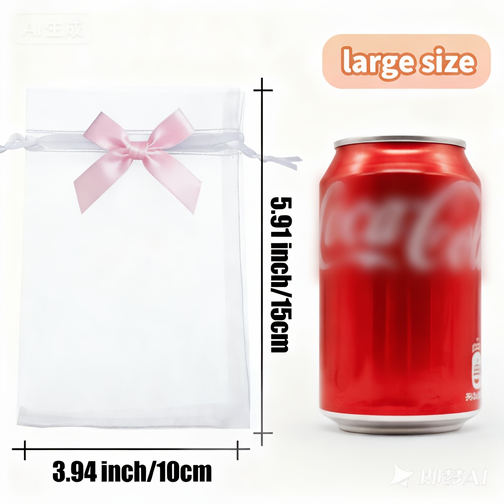 E-shop 40 Stück Elegante Weiße Organza-Geschenktüten mit Zugband, 4"x6" (10cm×15cm) für Süßigkeiten Schmuck, Ideal für Hochzeiten, Partys Feste –
