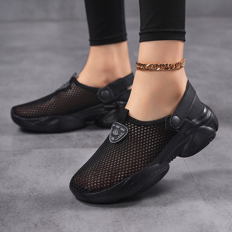 Zapatillas Casuales de Malla para Mujer Diseño con Gruesa y Acolchada,  Punta Redonda, Parte Tejida con MD para Comodidad