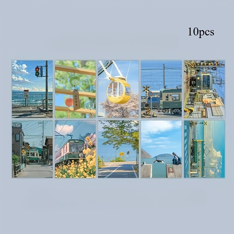 TEMU 10pcs, Photography Landscape Theme Cards, Minimalist Bedroom Wall Decoration Cards Postcards