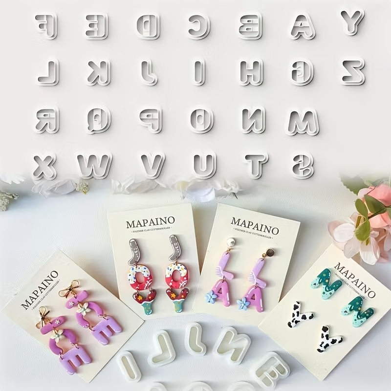 E-shop 26 Englische Alphabet Polymer Schneideformen und Prägungsformen für Schmuckherstellung, Anhänger, Ohrringe, Bastelbedarf, Kunstgeschenke,