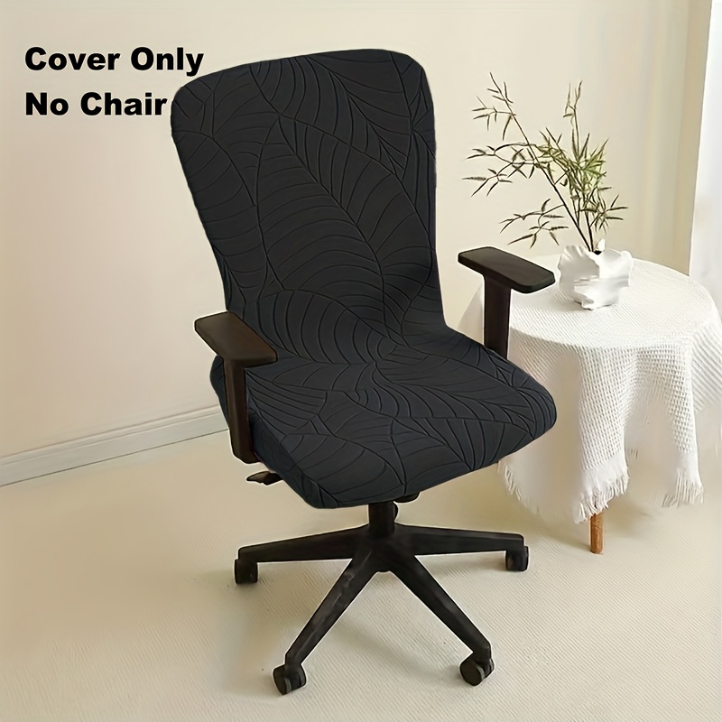 TEMU 1pc Stretch Leaf Brushed Jacquard Swivel Office Chair Cover