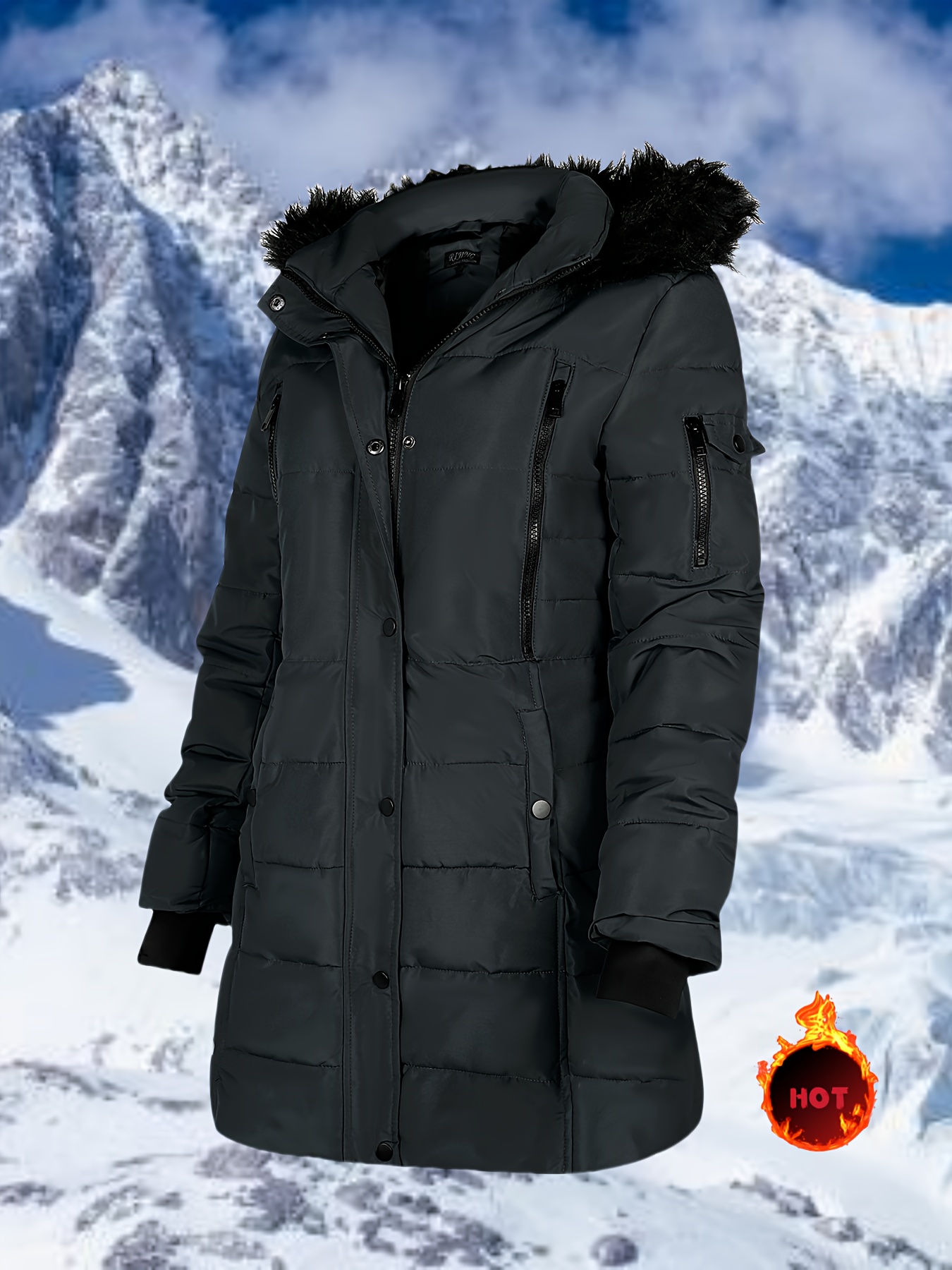 chaqueta parka mujer abrigo invierno casual larga Temu Colombia