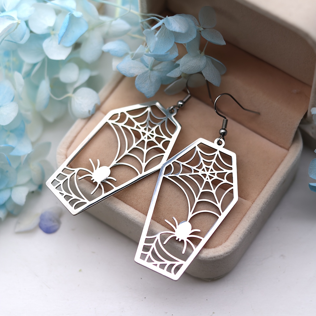 TEMU Accessoires de bijoux comprenant des boucles d'oreilles toile d'araignée en acier inoxydable, parfaits comme cadeau pour les fêtes