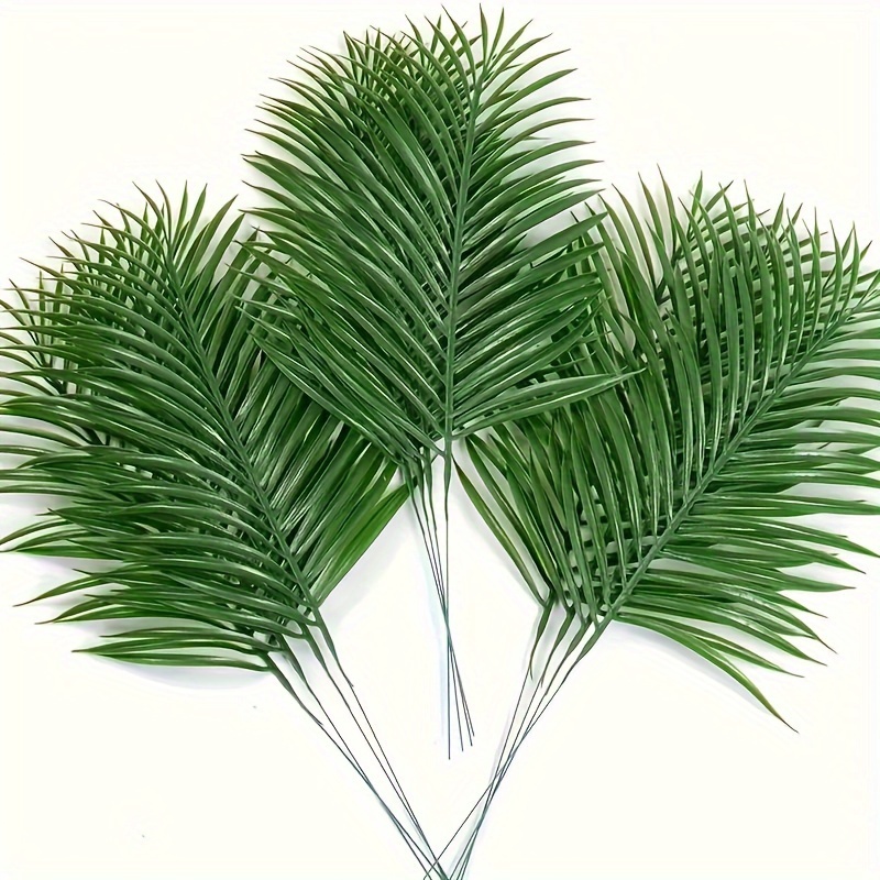 

12pcs Elegant Faux Tropical Palm Leaves Set - Durable & Versatile For Home, Garden, And Event Decorations