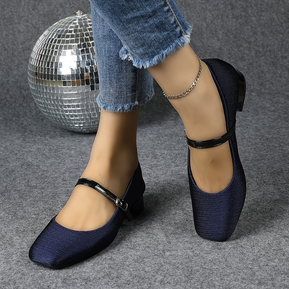 Ankle Strap Navy Blue Ladies Dress Shoes Ankle Strap Navy Flat