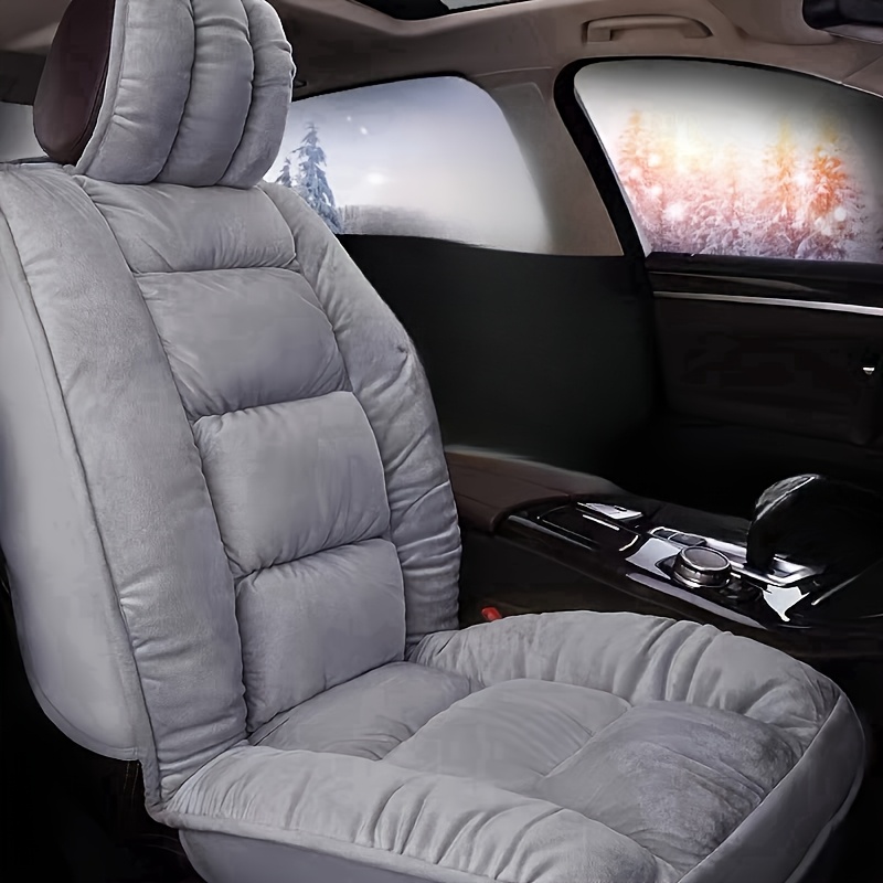 TEMU 1pc Luxury Plush Car Seat Cover - Universal Fit, Soft Knit Fabric With Adjustable Compression & Lightweight Design, Use, Hand Wash/, Durable