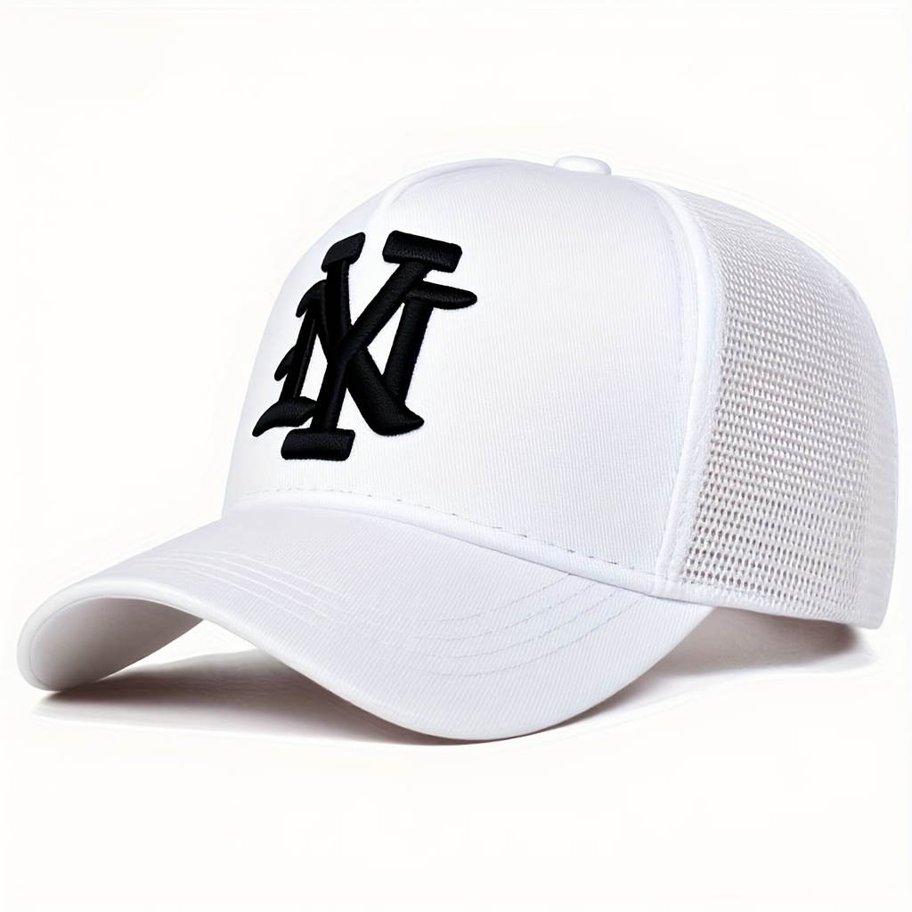 Image of Men's Ny Letter Trucker Cap Baseball Cap Summer Individual Fashion Mesh Cap Outdoor Adjustable Casual Hat Spring Autumn Travel Seaside Vacation