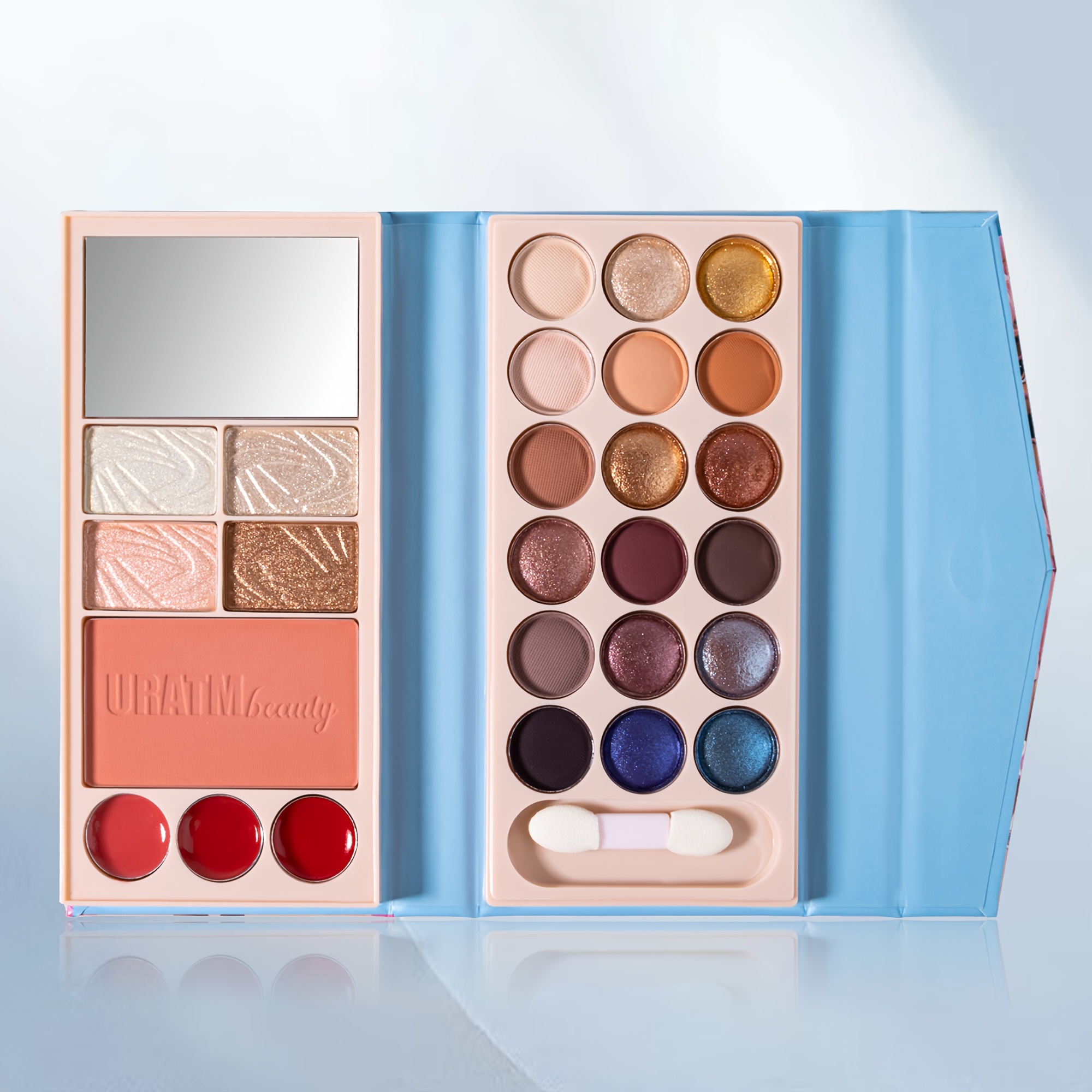 TEMU Makeup Palette With Blush, Eyeshadow & Lipstick - Creamy Multifunctional Cosmetic Palette, For Wear, Compact Travel-, Mixed Color Palette For Everyday & Special Occasions