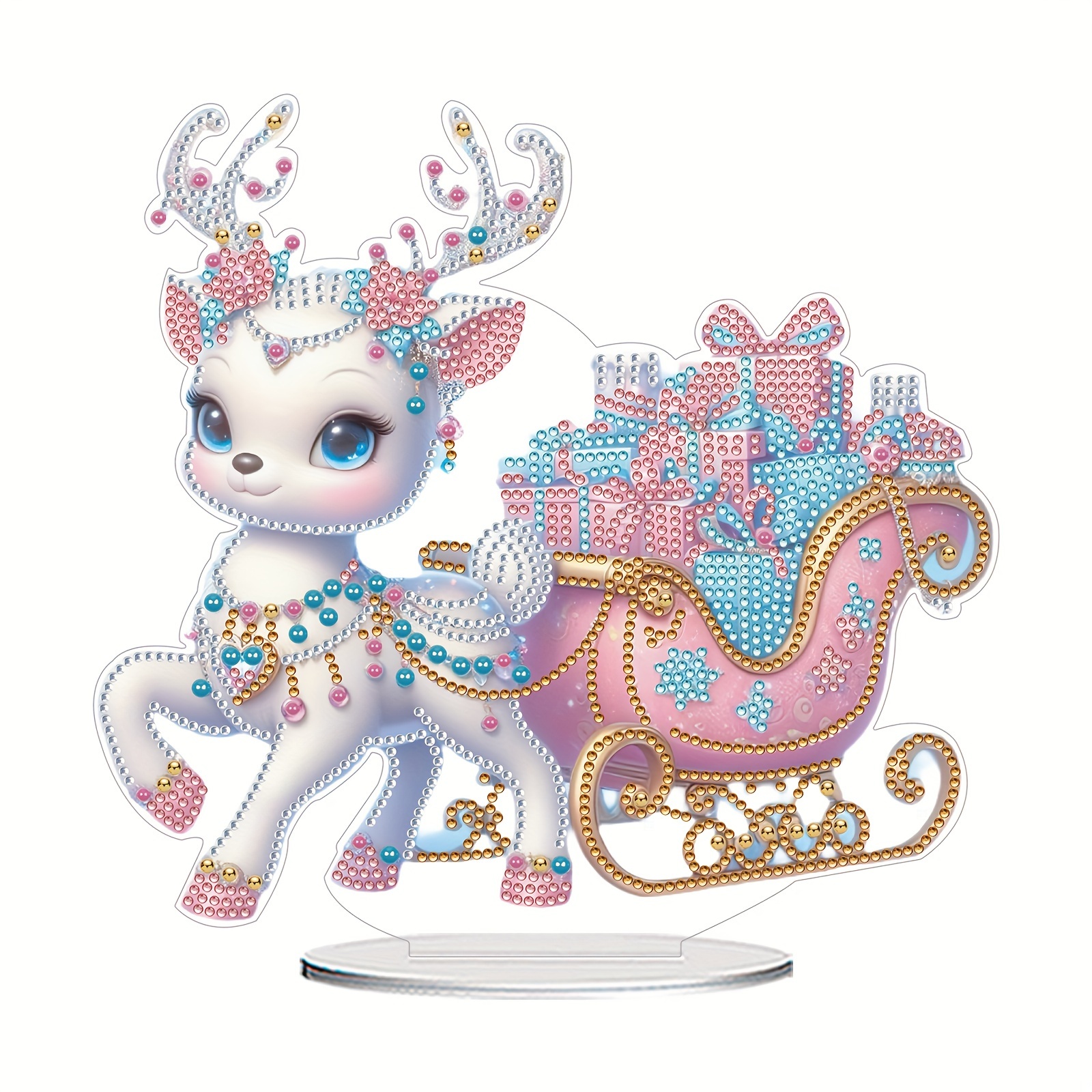 

1pc Christmas Deer 5d Diy Diamond Painting Kit - Unique Shaped Crystal Art, Handcrafted Mosaic Decor For Home & Office, Perfect Holiday Gift, Colorful Box Packaging