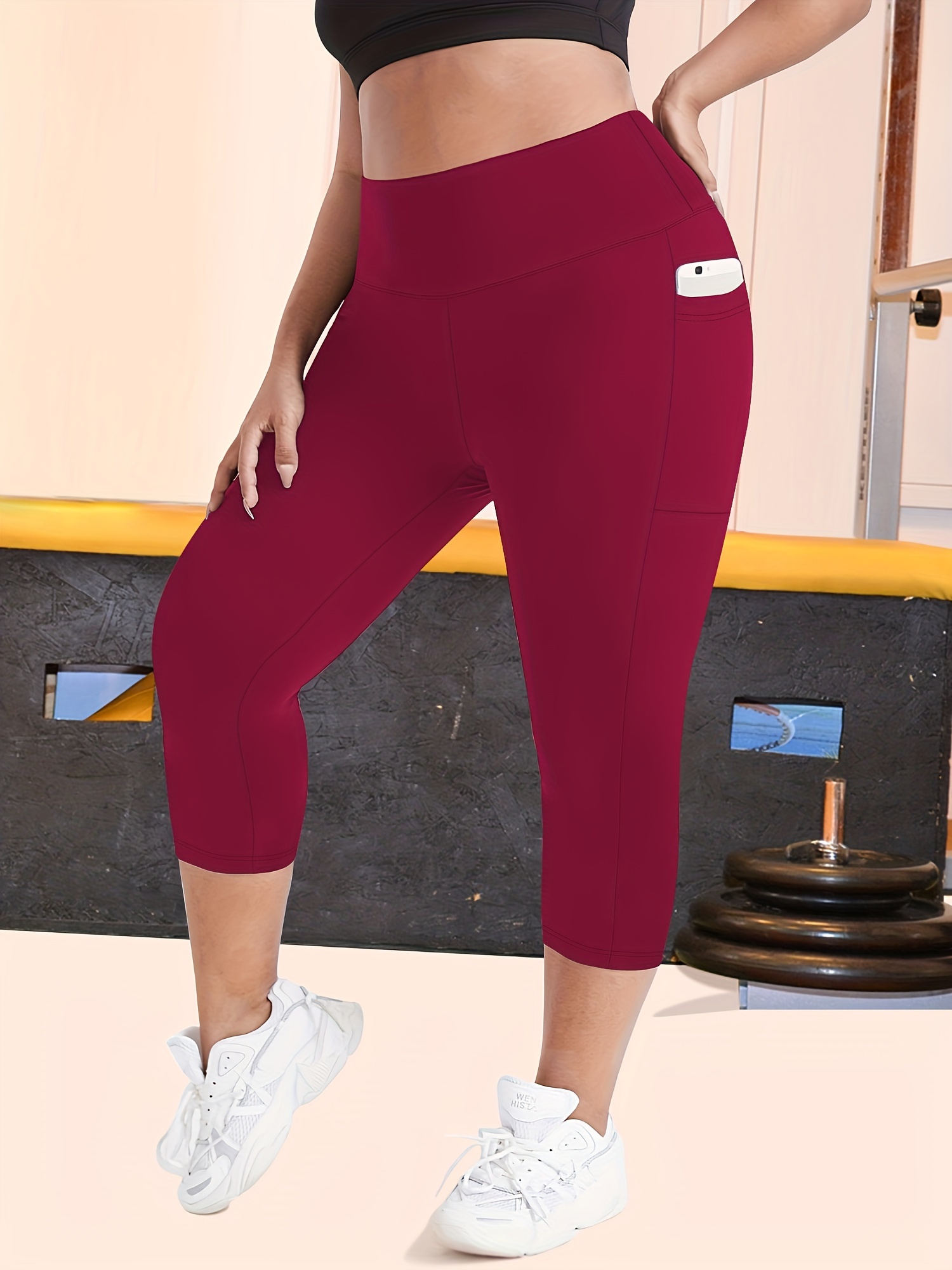 Plus Size High-Waisted Leopard Print Capri Pants with Side Pocket - Stretchy Casual Skinny Jeans for Spring/Summer/Fall, Casual Wear|Leopard Print Pants|Stretchy Fabric
