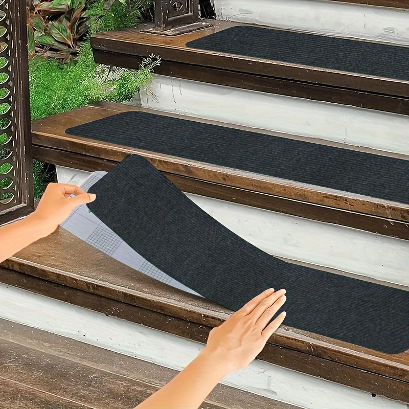 

4/10/15pcs Non-slip Outdoor Stair , 29.9x7.87in - Ideal For Skateboards & Decks, , Weatherproof Adhesive Pedal Mats, Wooden Stairs