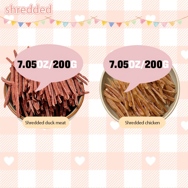 TEMU Tender Jerky Snacks For Dogs, 200g Of Chicken And 200g Of Duck Strips, Easy To Serve And Easy To
