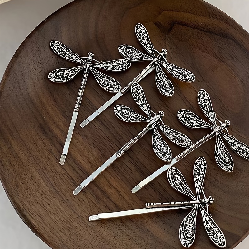 

4pcs Vintage Dragonfly Shaped Hair Side Clips Elegant Hair Fringe Clips Trendy Hair Decoration For Women And Daily Use Wear