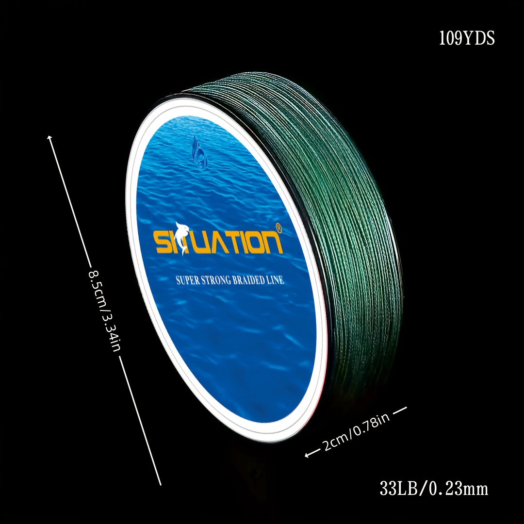TEMU 1 rollo de línea de pesca trenzada SHUATION - PE Polietileno, verde, resistente a 25LB/30LB/41LB/45LB/60LB/70LB, versátil para varios pesos de
