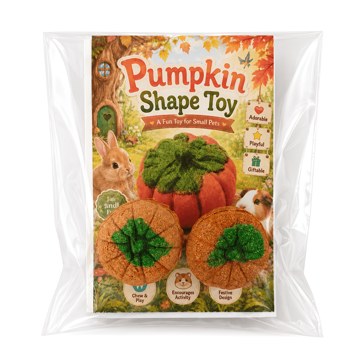 TEMU Pet Chew Pumpkin, Holiday Gift, Suitable For Small Pets Like Hamsters, Rabbits, And Guinea Pigs