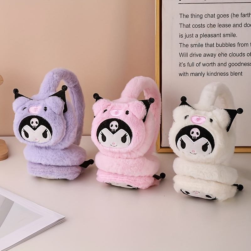 

Sanrio Kuromi Plush Winter Earmuffs - , Cartoon Design In Purple, Pink, & White - Cozy & Warm Gift For & Friends For Christmas, Birthdays, Valentine's Day