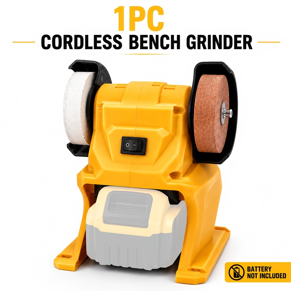 TEMU Cordless Bench Grinder Tool, For 20v Max Batteries, Portable Electric Grinding Machine With Dual Grit Wheels, 5500 Rpm High Speed Sharpener For