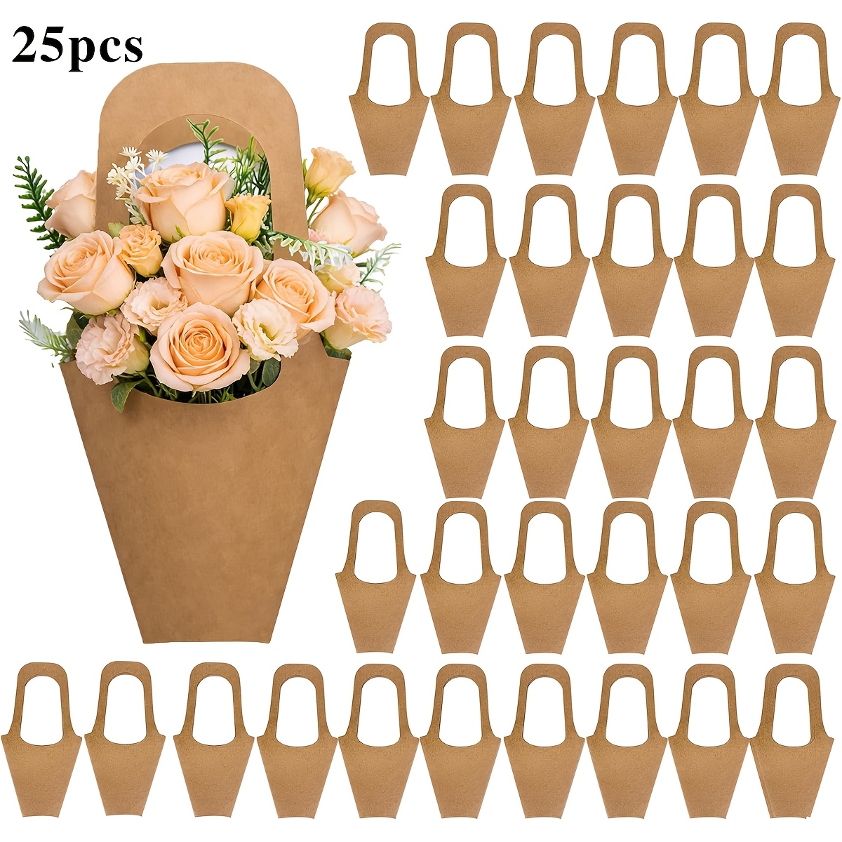 TEMU Regalo /Lui 15/25/32/35/48 pezzi Sacchetti Marroni per Bouquet, Sacchetti Regalo per Fiori con , Regali /Lui, Adatti per Fioristi, Bar di Fiori,