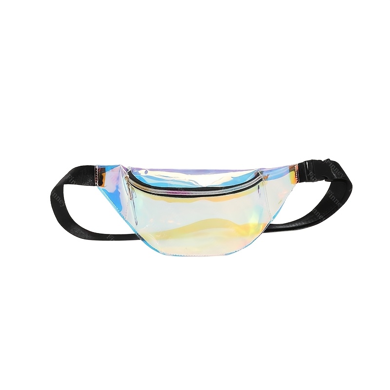 Aerocandy Holographic Laser Waist Bag - Stylish Pu Crossbody Chest Pack For Women, Adjustable Strap, Zip Closure, Ideal For And Everyday Use