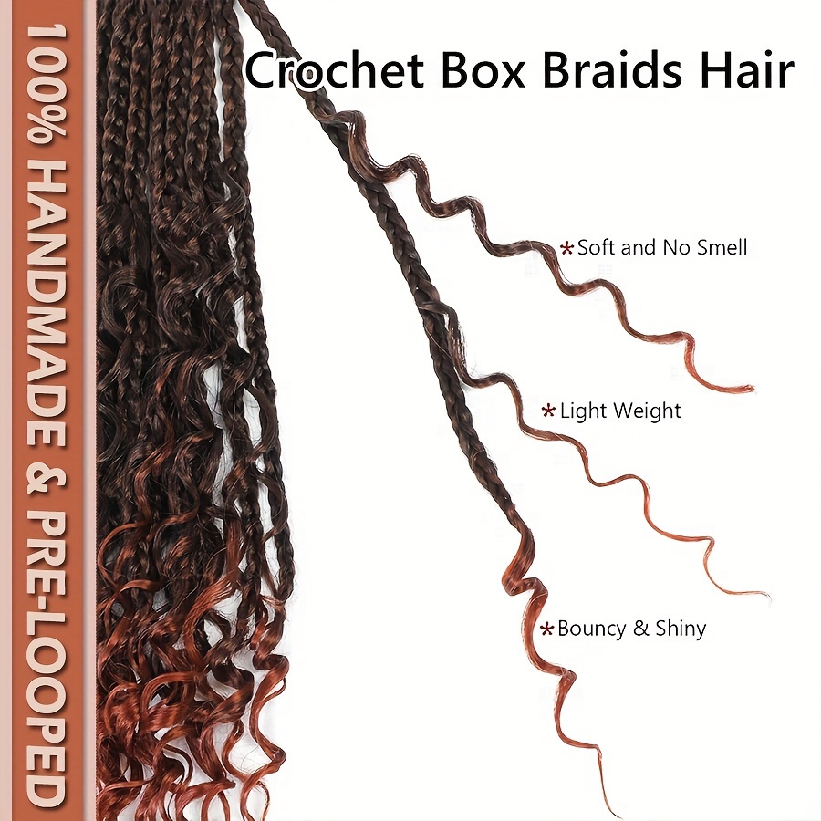 3pcs handmade pre looped box braids goddess soft thick curly synthetic hair extensions 14 inch afro ombre boho   knotless jumbo twist braiding hairpiece for women festival christmas   use details 10
