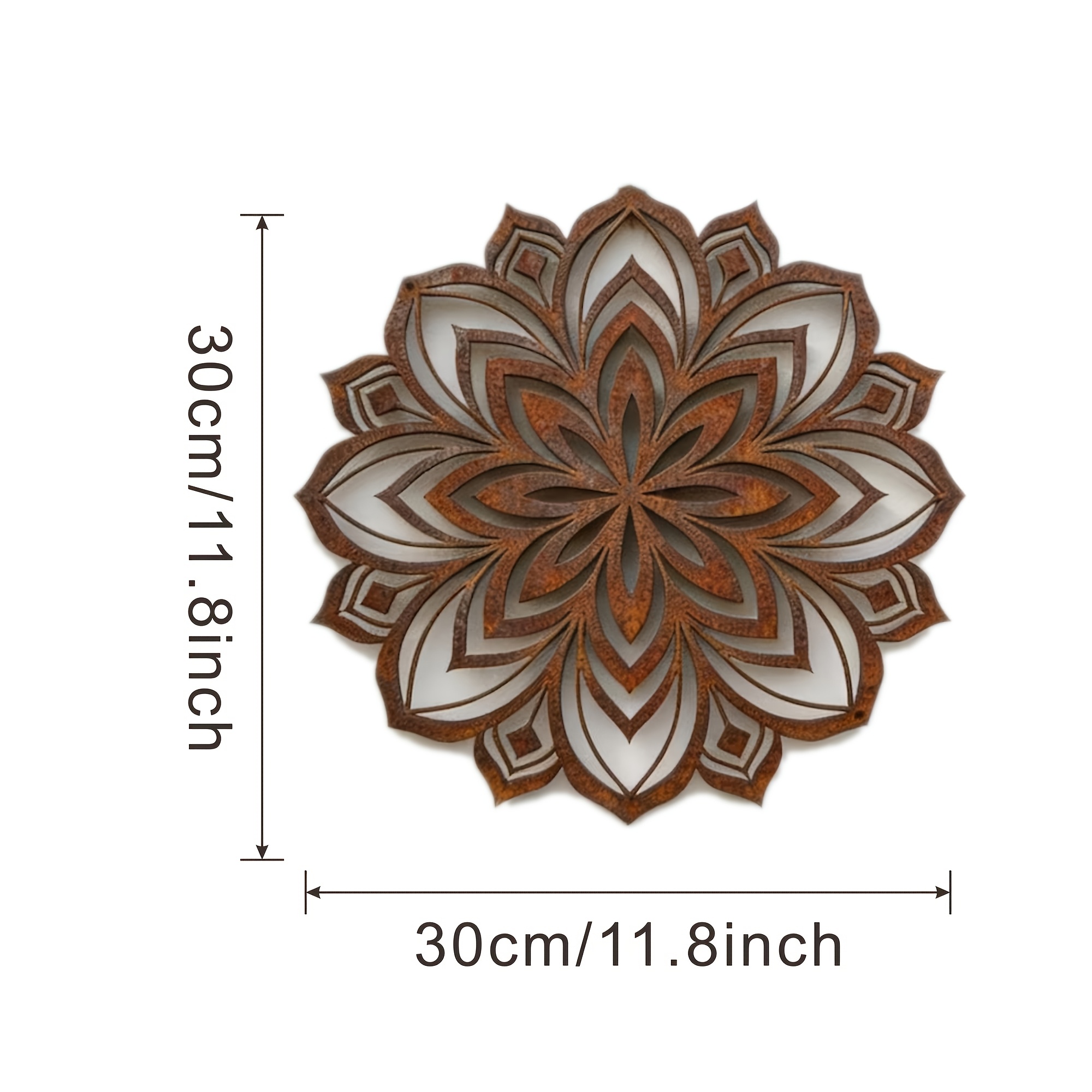 Image of Rustic Surface Abstract Geometric Mandala Wall Art, Country Mandala Silhouette Outdoor Decor, Metal Sculpture Gift, Wall Sculpture, Housewarming Present, Country Wall Decor, Courtyard Embellishment