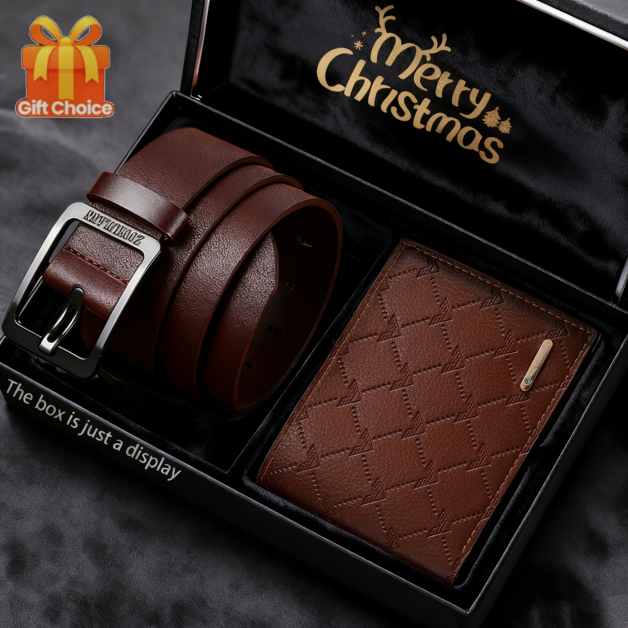 2pcs Men's All-matching Exquisite Wallet And Belt Set For Him For Christmas And Valentine's Day And Birthday