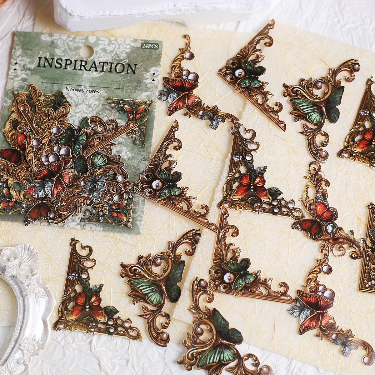 24pcs Corner Paper Stickers Embellishments Frame Stickers For Scrapbooking Journaling Junk Journal Diy Collage Decorative