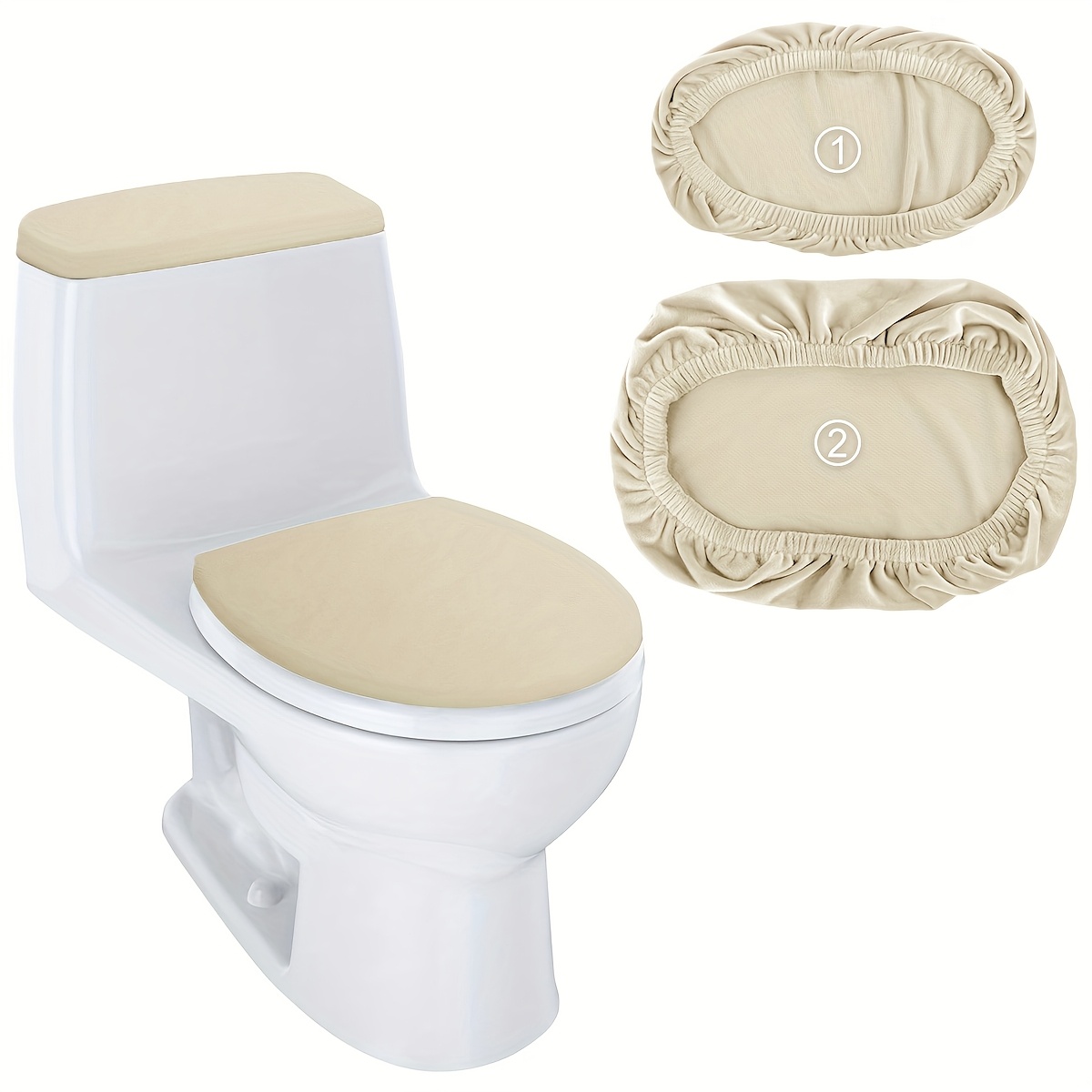 TEMU Juego de 2 fundas decorativas protectoras ultrasuaves para asiento de inodoro y de de baño, inferior elástica, lavables a máquina