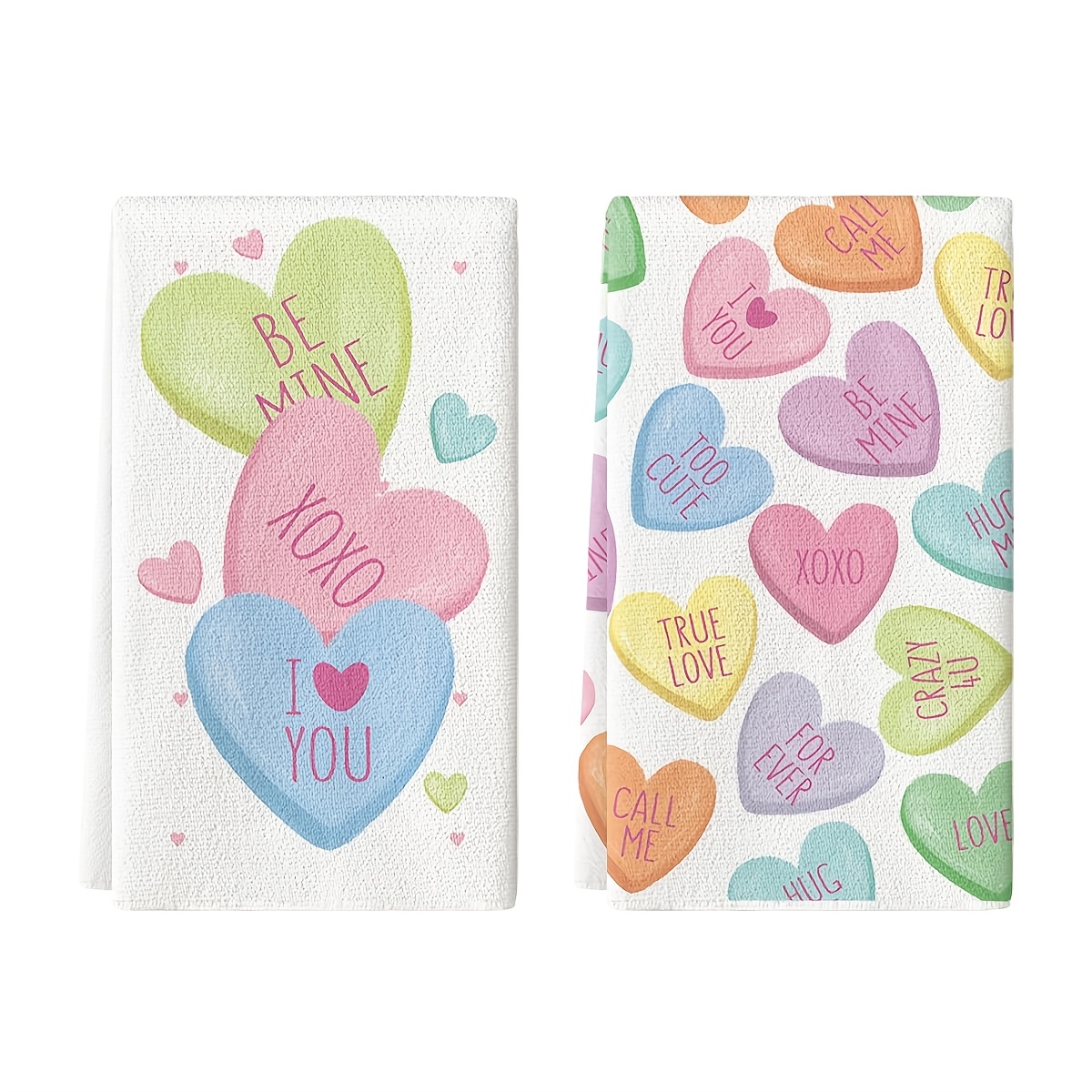 

Valentine's Day Kitchen Towel Dish Towel,18x26 Inch Anniversary Wedding Decorative Hand Towel Set 2pcs