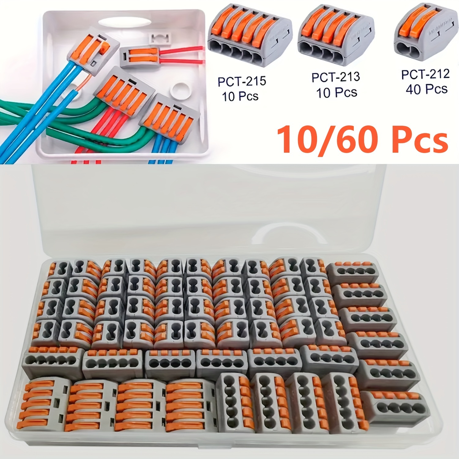 40pcs Lever Wire Nut Connectors Conductor Compact Splicing Wire Connectors Assortment Pack Lever Connector Kit 2 3 4 6 Way Butt Terminal Connectors Quick Block 2 3 Circuit Inline Splices 2 Port 5 Port G 601099515622852