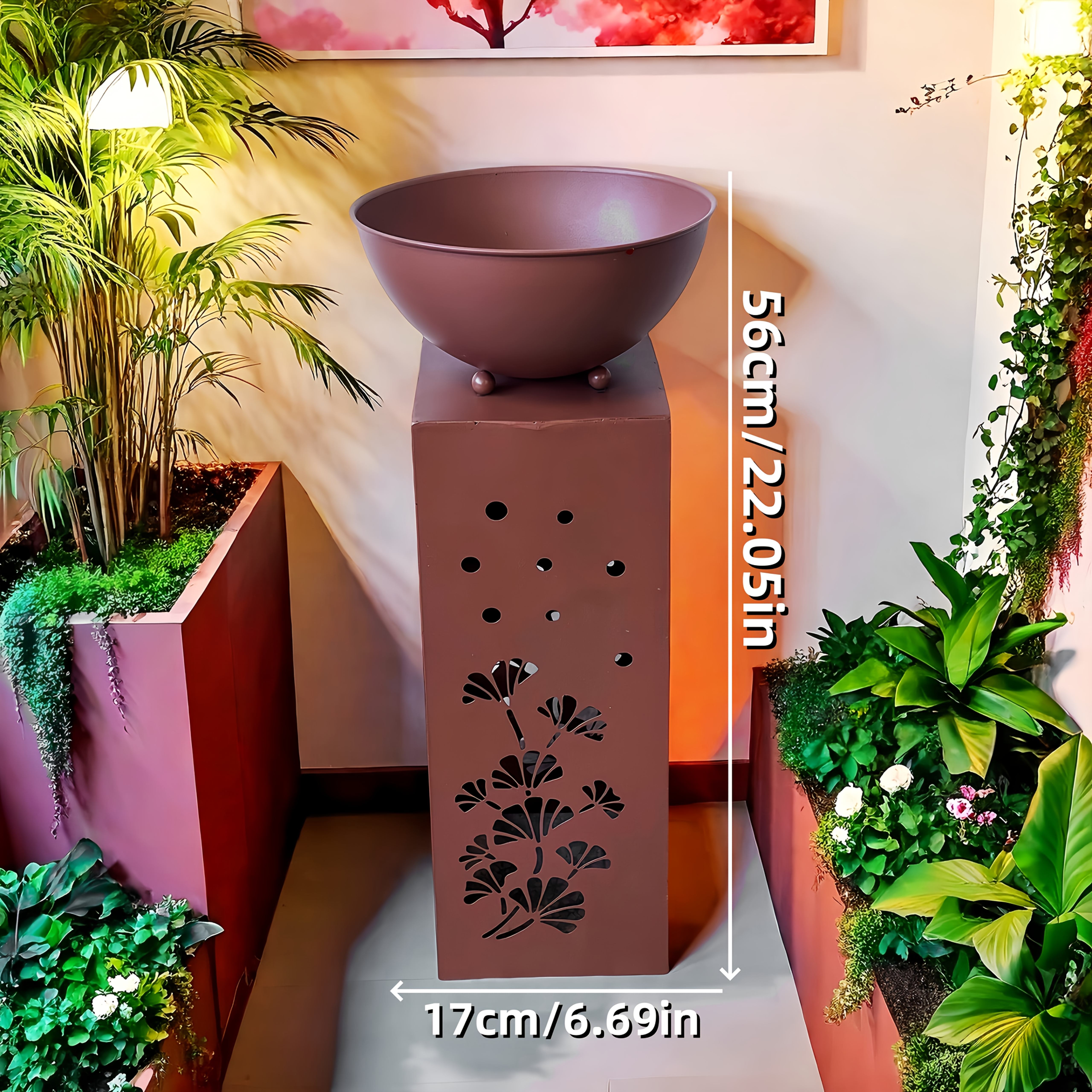 Image of 1pc, Metal And Iron Flower Pot Ornament, Hollowed Out Ginkgo , Indoor And Outdoor Gardening Design, Suitable For Gardens, , Courtyards, Grasslands, Home Decoration Gardening Gift