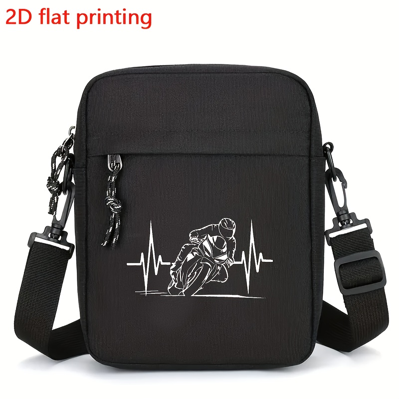 TEMU Una Borsa a Tracolla con Motivo " della Moto" - Cinturino Regolabile, Portata Casual su una Spalla Con Multipli Tasche, Design per l'Uso ,