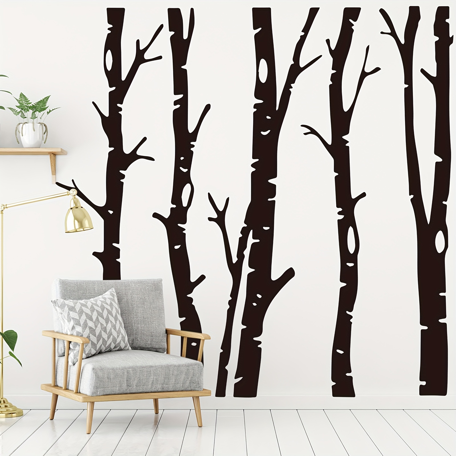 

7 Sheets Woodland Wall Decal Family Tree Wall Decals Woodland Wall Decor Pvc Huge Size Wall Stickers For Living Room Decoration, 78.74 X 78.74 Inch(black)