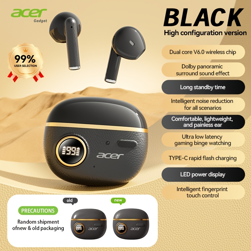 Image of Acer 2025 New]tws Wireless Earphones, Heavy Stereo + Call Noise Reduction, Ultra-long , Sports Running In-ear, Ear Hook Design, Low Latency , Hifi Sound, Lightweight , Classic Retro