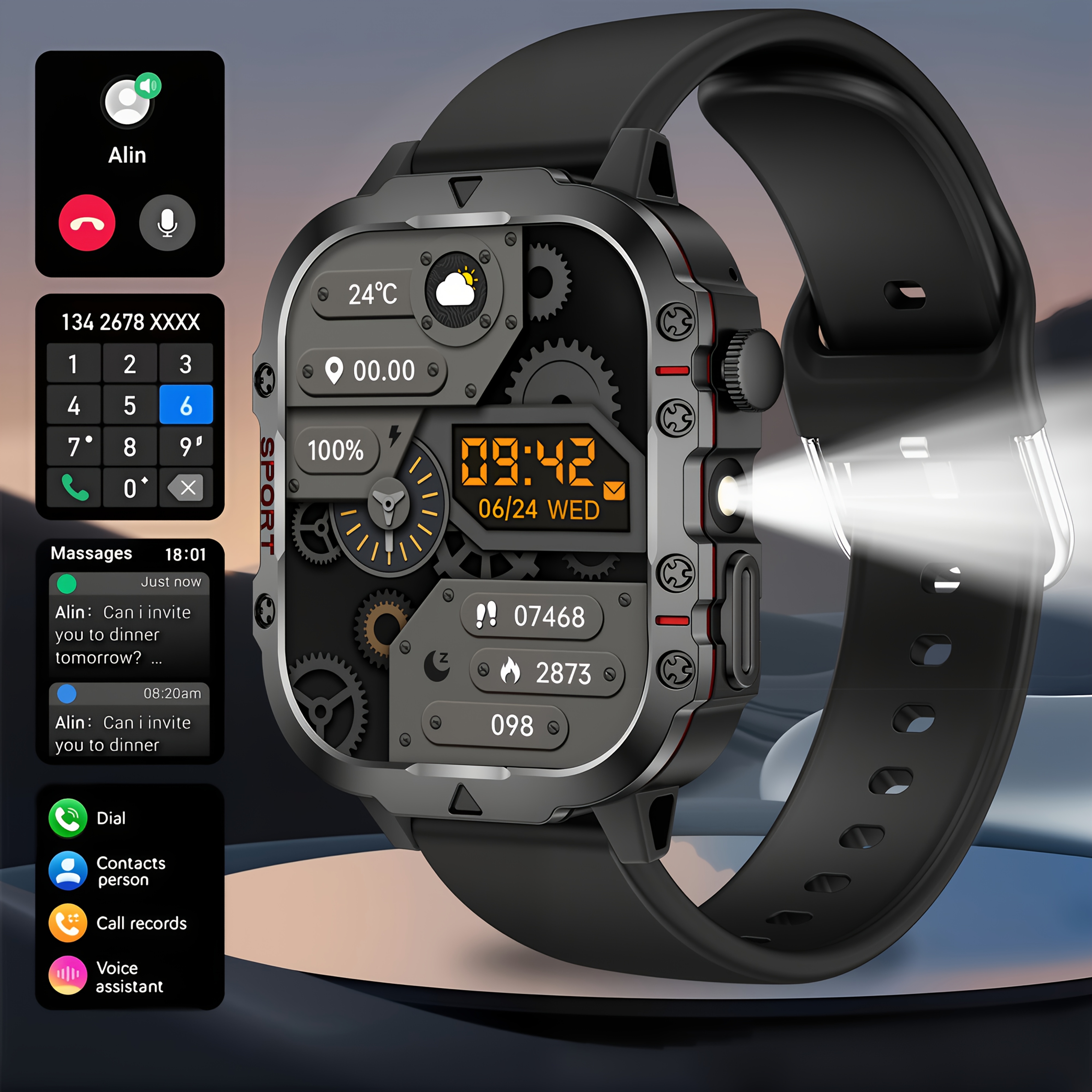 Image of New Smart Watch, Suitable For Men And Women | Valentine's Day Gift - Wireless Calls/texts/multiple Sports /remote Camera Control/fitness , Compatible With Iphone And , Usb Charging, Silicone Strap