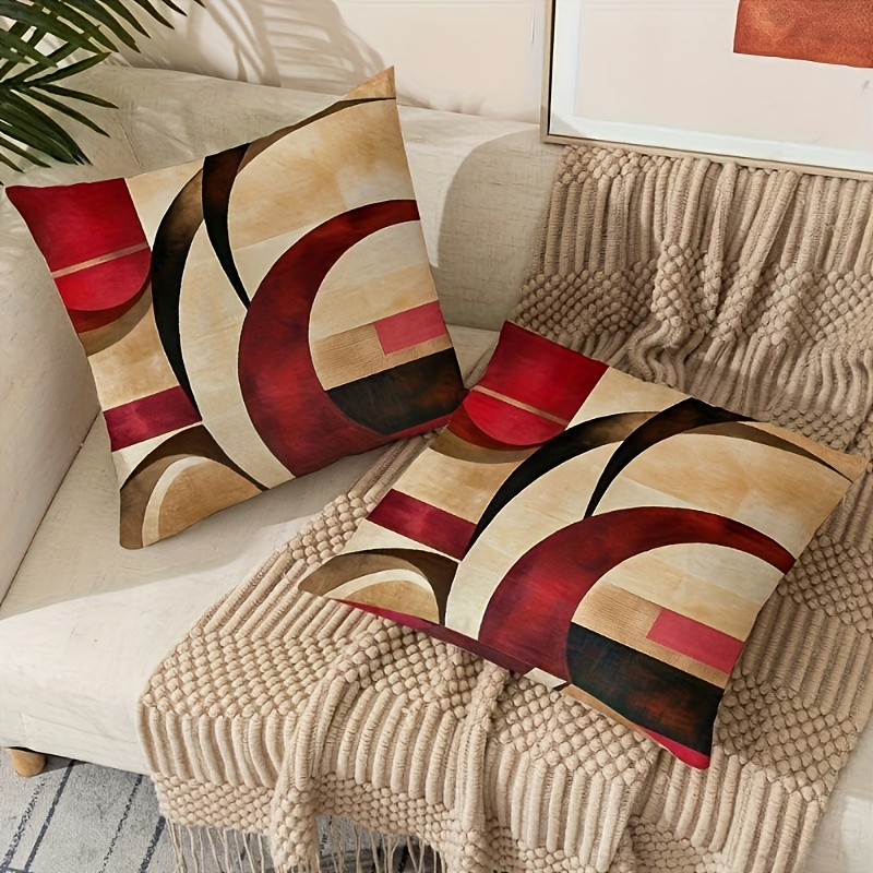 TEMU 2pcs Modern Geometric Pillowcase Set, Machine Washable With Zipper Closure, Abstract Swirl Pattern In Black, Suitable For Various Room Types,
