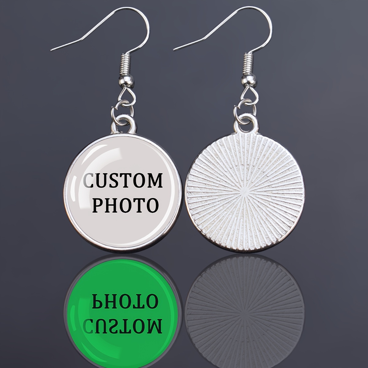 TEMU A Set Of Personalized Photo Dangle Earrings Featuring A Glass Dome Pendant, Suitable For Men And Women, That Glow And Make A Unique Jewelry Gift.