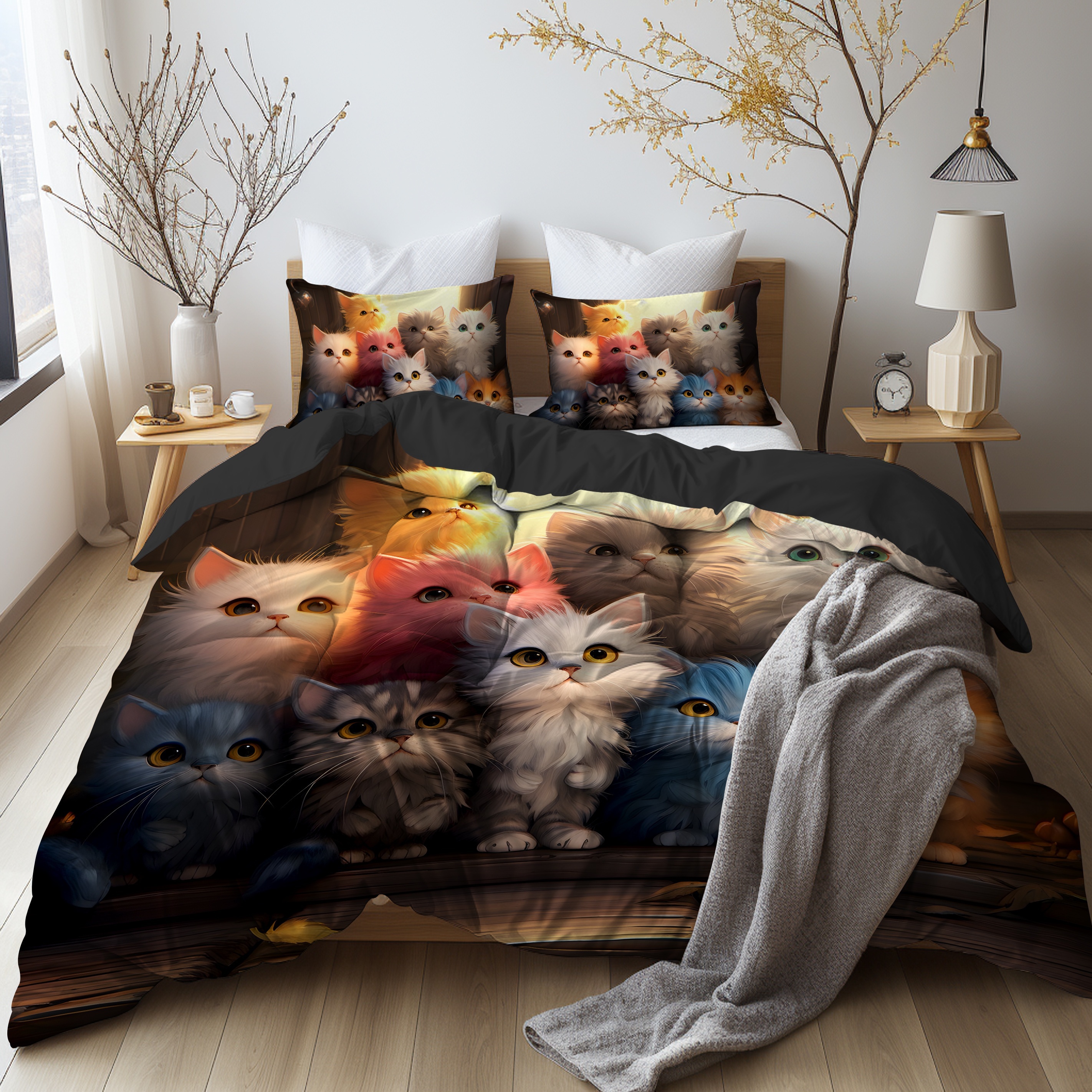 Twin Floral Duvet Cover Set – Cotton Viscose Blend, Silky Soft, Button Closure (64x86 Inches)