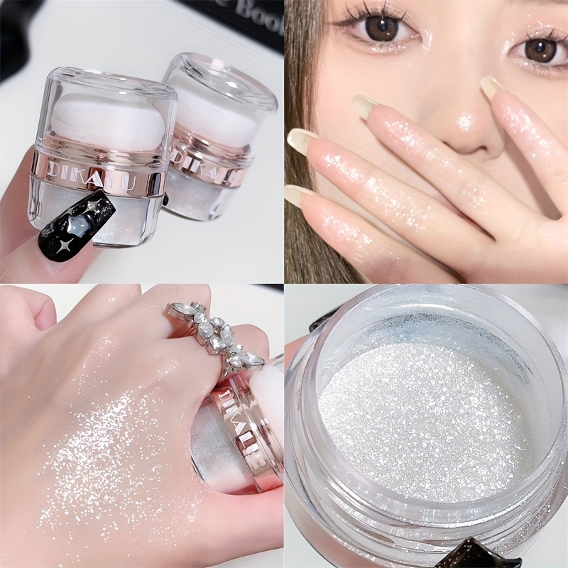 sparkling body highlighter full body glitter to full body pearlescent natural three dimensional portable tap powder silvery white transparent color flashing highlight powder details 0